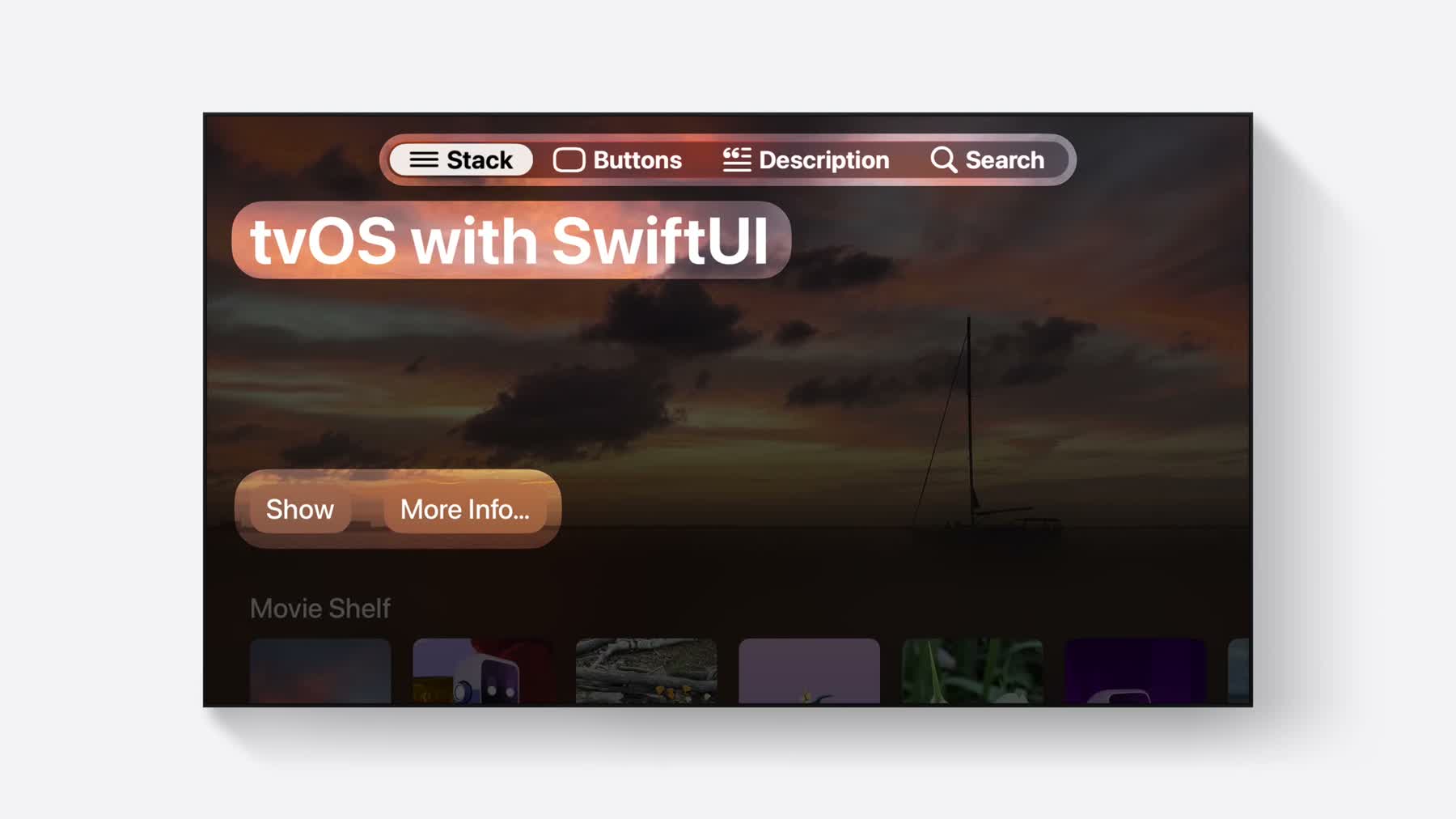 WWDC26 tvOS Dynamic Type sample app built with SwiftUI