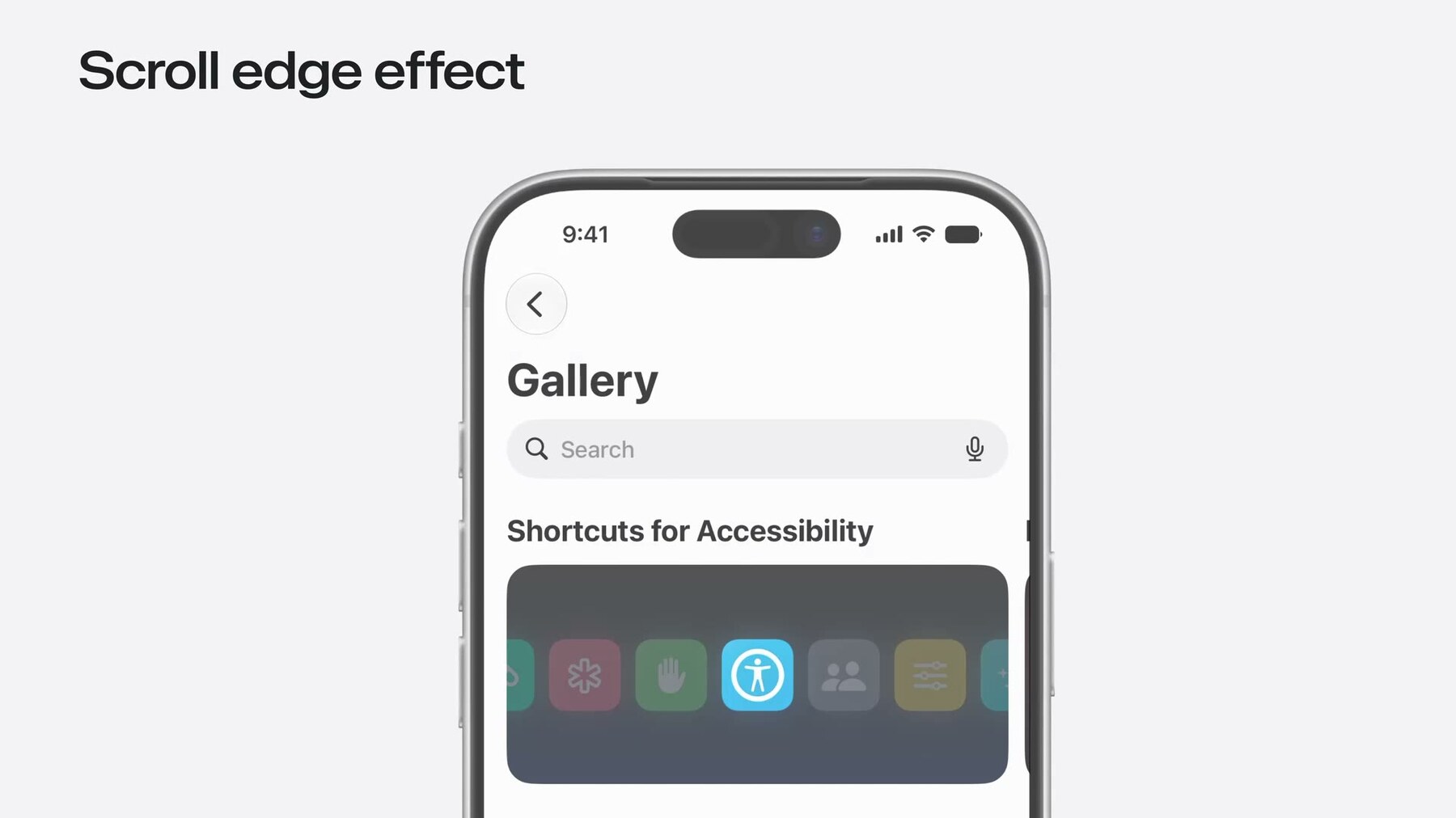 WWDC26 UIKit slide showing the iOS 27 scroll edge effect on an iPhone app