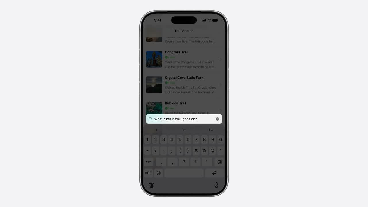 Trail Search app with a natural-language search query